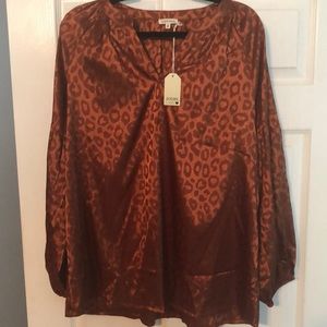 Jodifl Copper colored cheetah blouse.